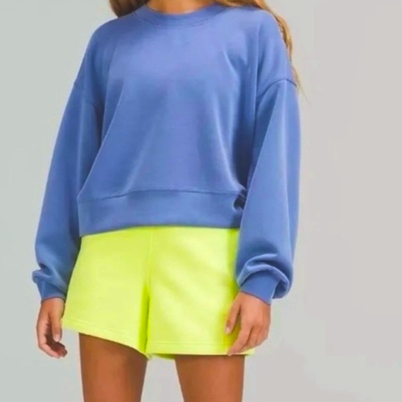 lululemon athletica Tops - Lululemon Perfectly Oversized Cropped Crew Softstreme pool party waterdrop ? 8